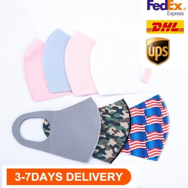 

US Stock Adult Ice Silk Face Masks Fashion Solid Color Customized breathing valve Protective Dustproof Earloop Cloth Masks FY0031