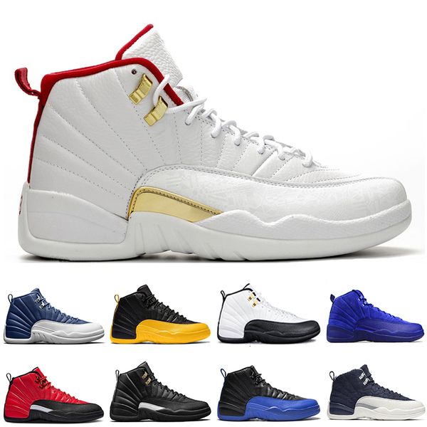 

12 stone blue university gold reverse flu game punch wntr basketball shoes 12s wings taxi gym red playoffs mens sports sneakers trainers, Black
