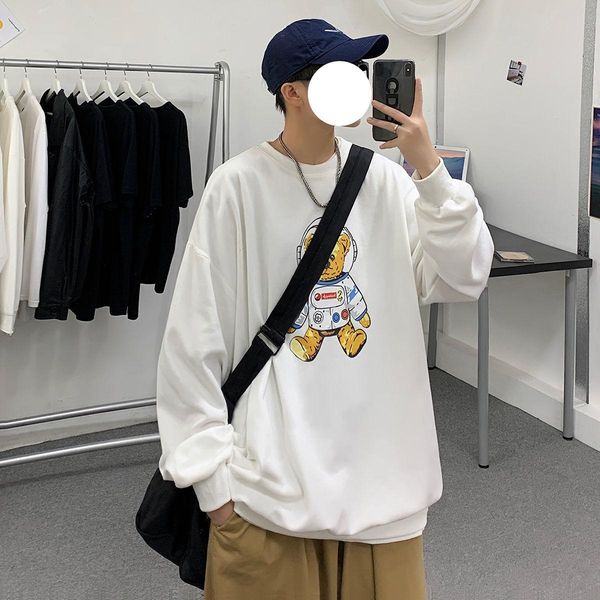 

autumn new couple fashion men's casual oversize graphic printed hoodie korean streetwear sweatshirt, Black