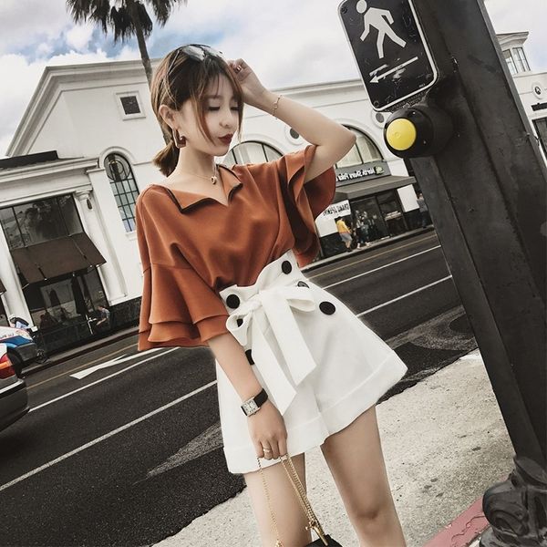 

2020 large size summer new western style slimming hong shorts and shortskong style two-piece suit fashionable shorts elegant lady same suit, Gray