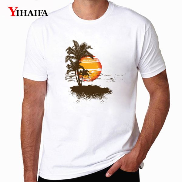 

yihaifa men t-shirt sunset tree graphics tees short sleeve casual mens t shirts streetwear tee camisetas hombre