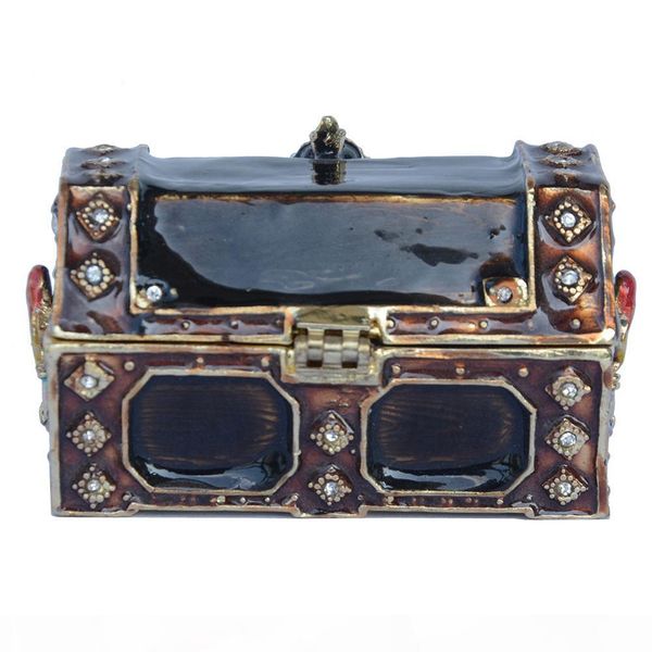 

pirates chest mysterious magic box rhinestone hinged trinket box vintage tabledecoration antique craft, Black;white