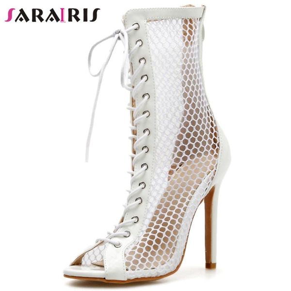 

sarairis high thin heels gladiator sandals women summer dress sandals ladies new cool mature lace-up rome mesh shoes, Black
