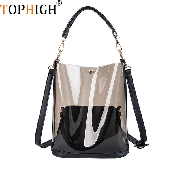 

igh tote bag transparent bucket bag summer new quality women's designer handbag travel shoulder messenger
