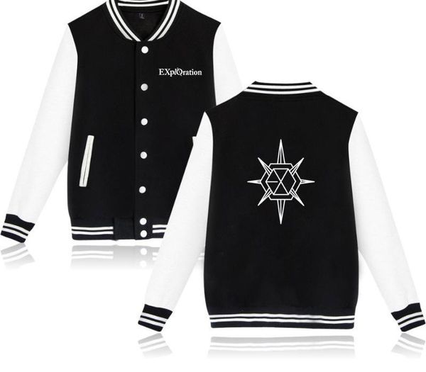 

exo 2019 tour exo planet #5 - exploration live print baseball sweatshirt casual baseball jacket men women clothes, Black;brown