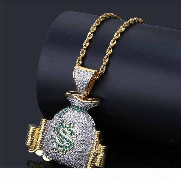 

new fashion men hip hop necklace gold plated full cz purse pendant necklace for men women nice gift, Silver