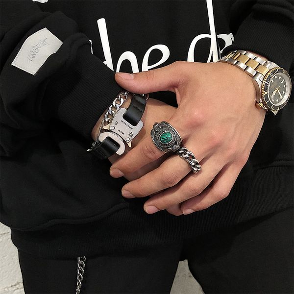 

hip hop 2020 korean designer deer head turquoise ring punk retro index finger rings male tail ring trend jewelry for party gifts, Silver