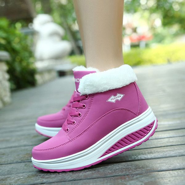 

snow boots female winter shoes women warm fur women winter boots waterproof new nice ankle platform shoes, Black