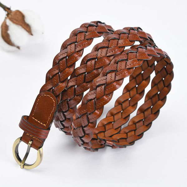 

tj-tingjun новый waistband ремень ручной тканые пояса дамы пряжкой ретро европейский и американский стиль имитация кожаный ремень 008, Black;brown