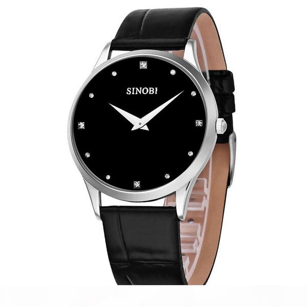 

new fashion watches classic sinobi leather strap men and women fashion style quartz military slim wrist watch, Slivery;brown
