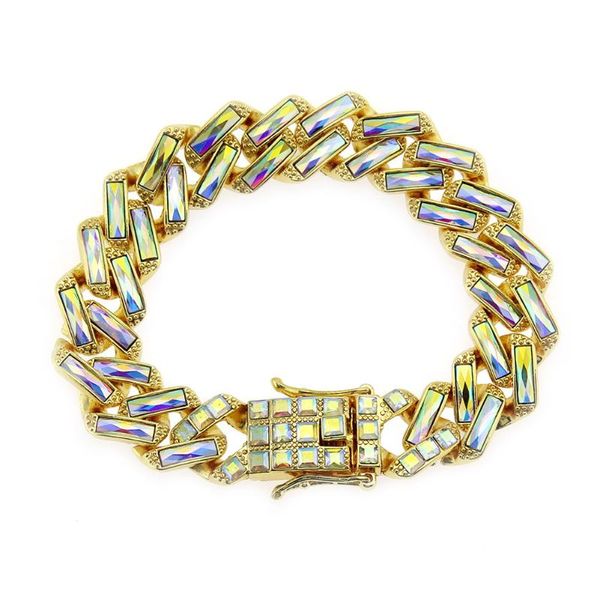 

link, chain iced out hip hop gold colorful rhinestone bracelet men, Black