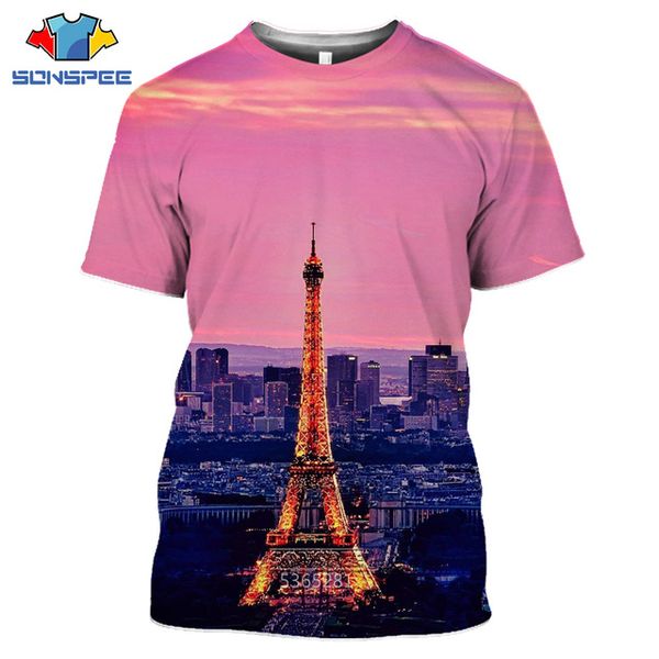 

eiffel tower landscape 3d print shirts oversized hippie horror men clothing