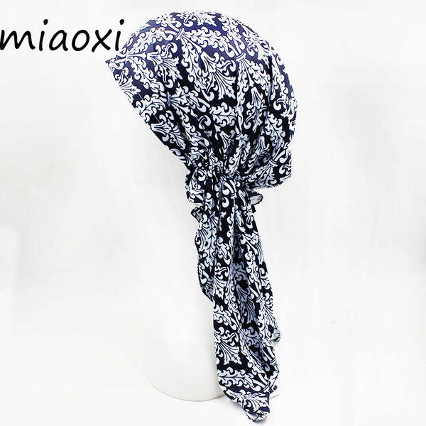 

beanie/skull caps [miaoxi] casual women beanies floral 3 color female american and european women's hat cap cotton headcloth girl kerch, Blue;gray