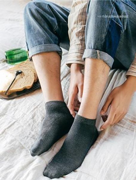 

khaki grey ankle sports socks casual underwear solid color mens summer socks white black dark gray