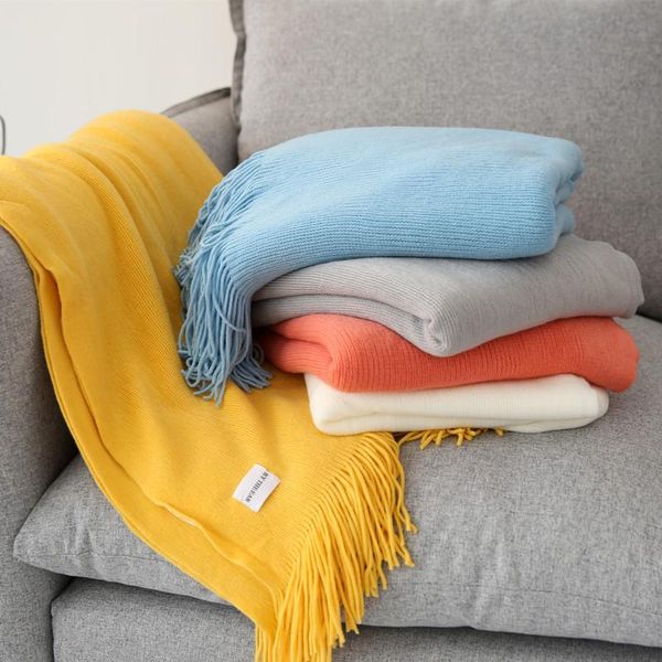 

luxury- 5 colors american air conditioning blanket knitting leisure decoration tasseled sofa cover bed flag nordic scarf pink blanket, Silver