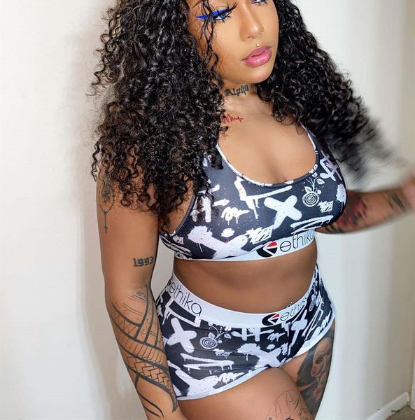 

womens 2 piece short ethika women sets ethika boxers bikini mid waist ladies bikinis womens summer suits bra+shorts qh5va, White;black