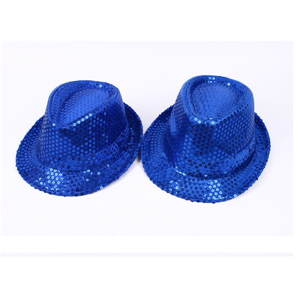 

new fashion boy girl men woman sequin hat for fancy dress birthday party cap jazz hat dance show christmas 2020, Blue;gray