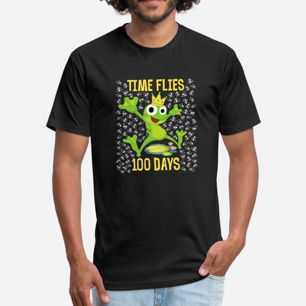

100th day of school funny pun green frog times fli t shirt men custom short sleeve s-xxxl basic solid cute fashion spring autumn formal