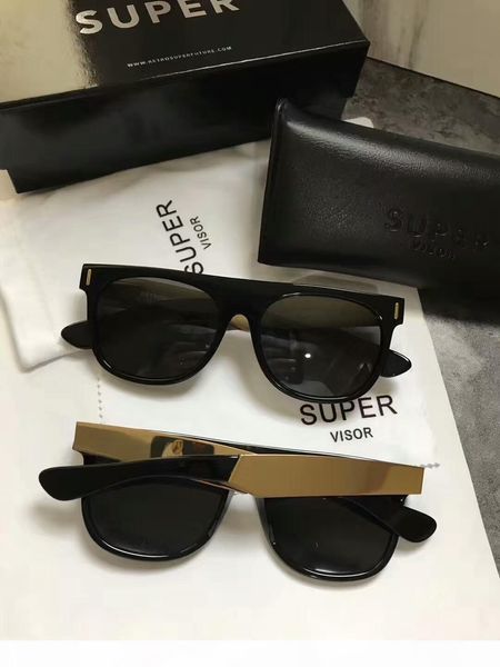 

sunglasses super by retrosuperfuture francis flat black gold new fashion designer sunglasses new with case, White;black