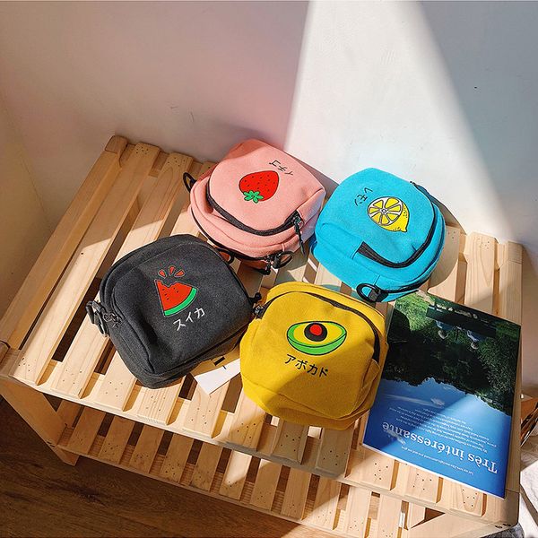 

fruit print canvas bag avocado strawberry watermelon lemon small bag girl casual shoulder crossbody for women