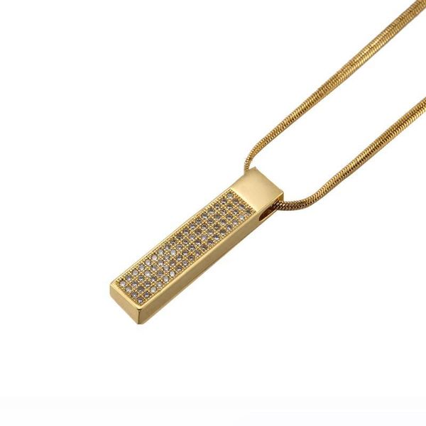 

fashion men charm necklace full cz stone design filling pieces men hip hop geometric pendant necklaces with chain length 60cm, Silver
