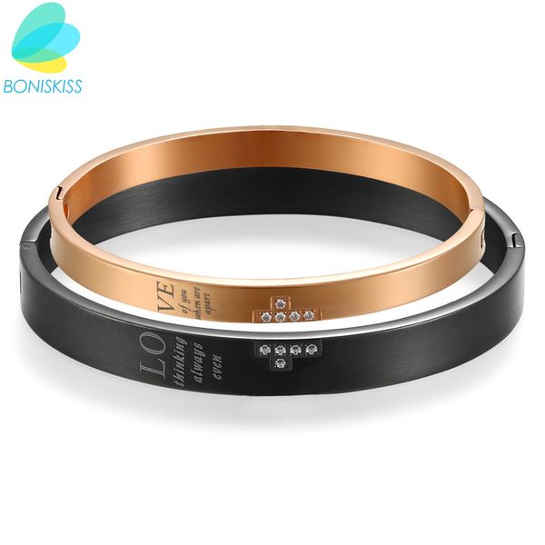 

boniskiss stainless steel lovers cross bracelet & bangle fine jewelry "thinking of you" lover jewelry, Black