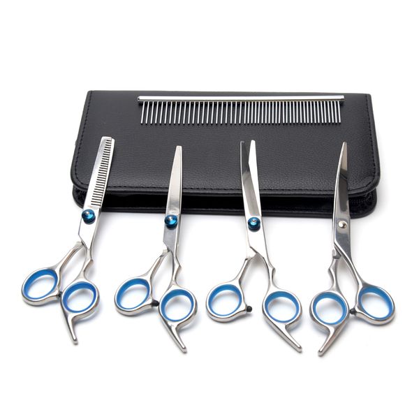 

5 in 1 curved scissors pet grooming set steel dog cat face body ears universal