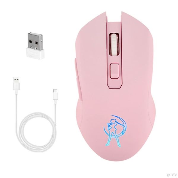 

pink silent led optical game mice 1600dpi 2.4g usb wireless mouse for pc lappxpa