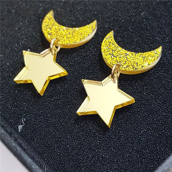 

1pair anime sailor moon cosplay kawaii star moon space earrings ear clip, Golden;silver