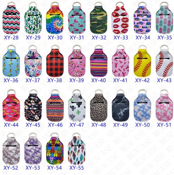 

neoprene hand sanitizer holder 10*6cm keychains lipstick bags holder key rings perfume bottle cover baseball key chain d72814, Blue