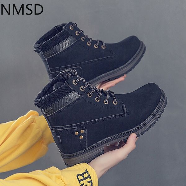 

spring/autumn 2020 new women boots riding, equestrian ankle boots low (1cm-3cm) platform lace-up plus size 36-41, Black