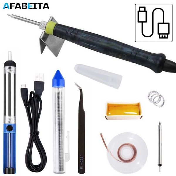 

usb 5v 8w electric powered soldering iron pen mini portable tip touch switch kit