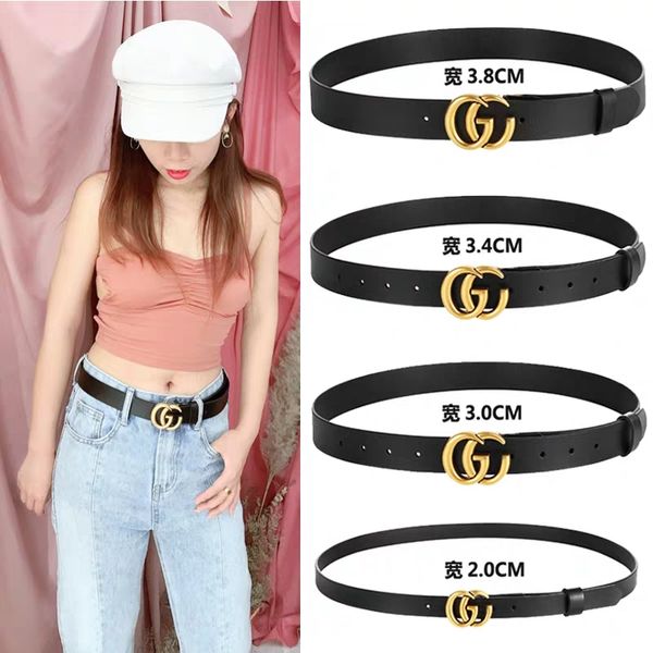

t20152luxury high-quality designer belt fashion men and women gold buckle black belt. 2.0,3.0,3.4,3.8 cm wide. 90-125 cm long, Black;brown