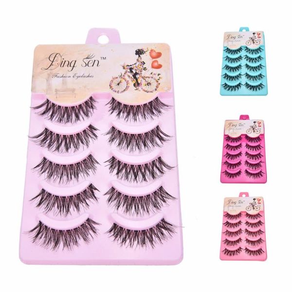 

women 5 pairs makeup thick makeup false eyelashes long black nautral disorder eye lashes extension