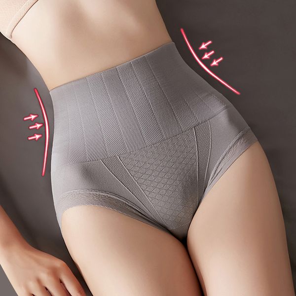 

fashion high waist cotton underwear women shaping no trace ladies large size panties slimming bulifter breathable brief, Black;pink