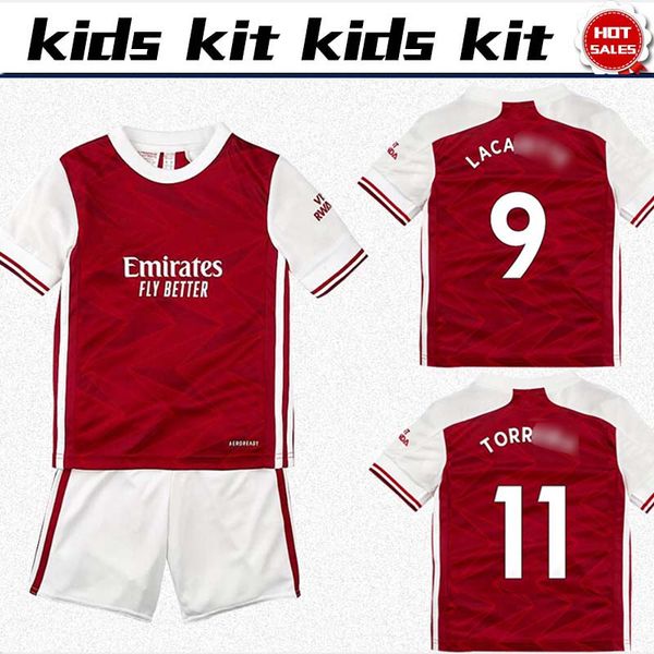 

kids kit 2021 gunner soccer jerseys home away #9 lacazette 20/21 child soccer shirts #14 aubameyan gboys football uniforms, Black