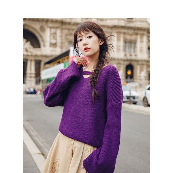 

inman spring autumn v neck long sleeve acrylic fibers lazy loose causal style patchwork strip women sweaters, White;black