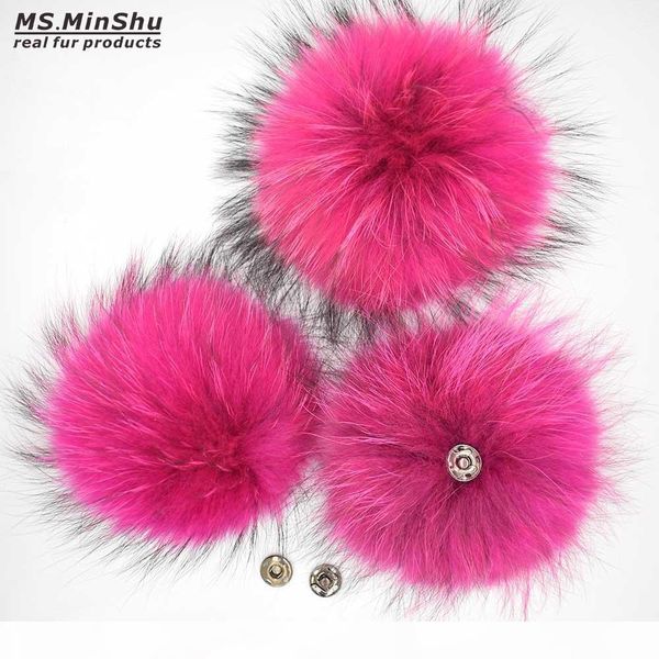 

natural fur pompom 14cm for cap raccoon fur ball with snap genuine raccoon fox fur pompom charm for bag pendant, Blue;gray