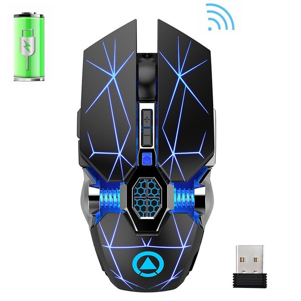 

wireless mouse gaming mouse 1600dpi rechargeable ergonomic optical mute four-color backlit computer