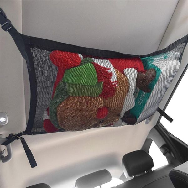 

car ceiling mesh storage bag simple breathable mesh zipper storage bag adjustable auto stowing tidying interior accessories