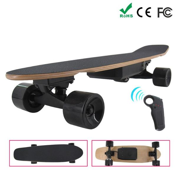 

7 layers maple wood four wheel waterproof electric scooter skateboards steel bearings fishboard 2 colors dual motor