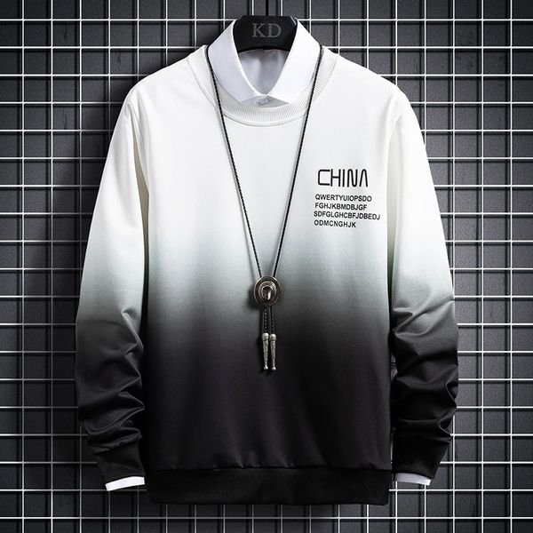 

mens lightweight tie dye sweater casual long sleeve pullover, White;black