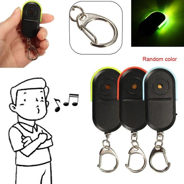

cgjxswhistle sound led light anti -lost alarm key finder locator keychain device random mix color, Silver