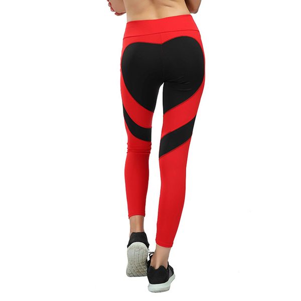 

yoga outfits women's love spliced leggings buttocks high waist stretch pants sports running exercise plus size xxxl, White;red