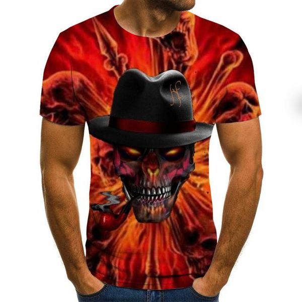

skull head european and american style 3d print shirts funny plus size horror men clothing