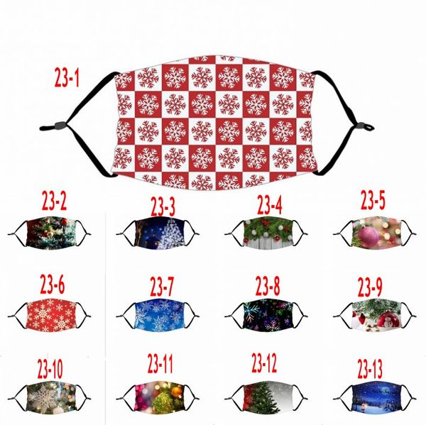 

Christmas Masks Deer Printed Santa Snowflake Christmas Mouth Cover Washable Reusable Xmas Face Masks With Filters FY4224