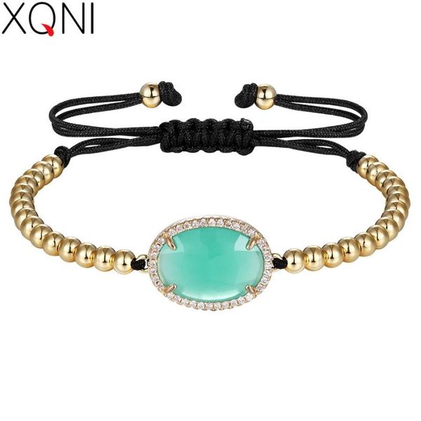 

xqni 8 colors choices oval crystal pattern 4mm beads cubic zircon rope chain bracelet for women luxury jewelry new year gift, Red;blue