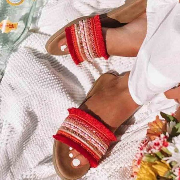 

women artisanal sandals flip-flops handmade knitted roman style boho sandals mixed color narrow band roman slippers, Black