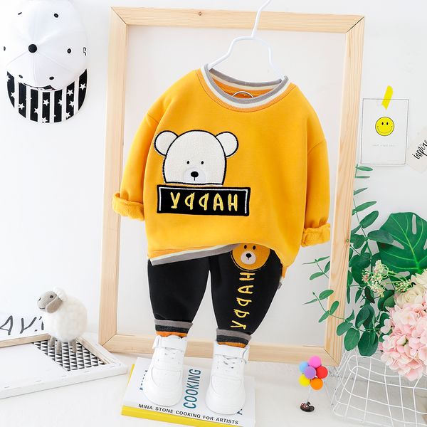 

hylkidhuose 2019 девочки мальчики одежда наборы малыш одежда для младенцев костюмы осень мультфильм медведь плюшевый ребенок дети топы брюки, White