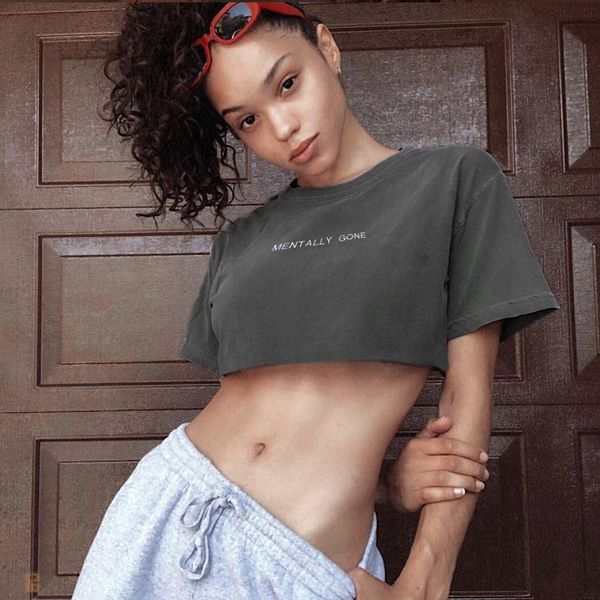 

женская lightweight summer casual короткие рукава блузы comfort шею crop tops письма печать сыпучие chic футболки, White